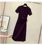Bulk Clearance 300 Pcs High Quality Summer Cotton Drawstring Waist Midi Short Sleeve T-Shirt Dresses - Image 8