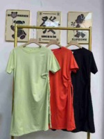 Bulk Clearance 300 Pcs High Quality Summer Cotton Drawstring Waist Midi Short Sleeve T-Shirt Dresses - Image 7