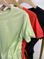 Bulk Clearance 300 Pcs High Quality Summer Cotton Drawstring Waist Midi Short Sleeve T-Shirt Dresses - Image 4