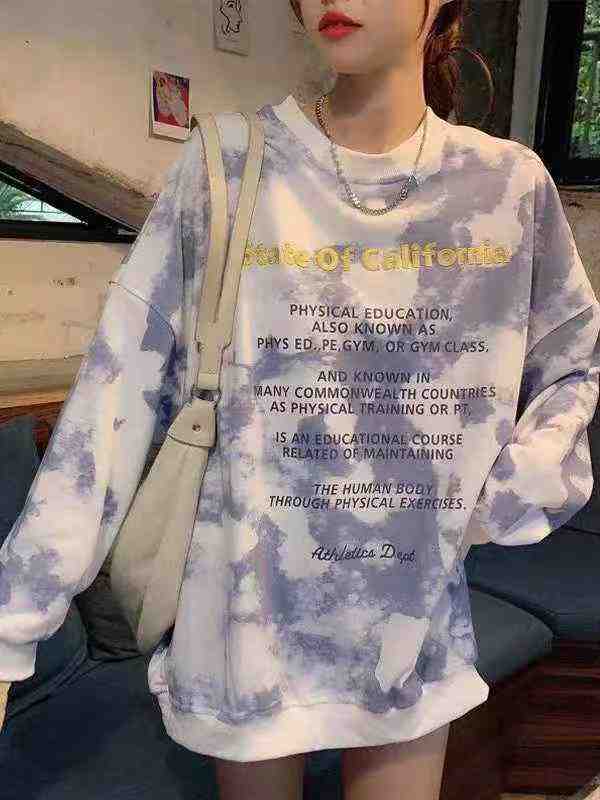 Approx 180 Pcs High Quality Spring Autumn Unisex BF Oversized Tie-dye Crewneck Sweatshirts Bulk Stock - Image 1