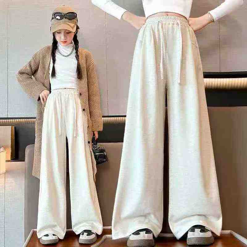 About 188 Pcs High Quality Big Kids Fall Winter Fleece Thickened Wide Leg Pants Stock Clearance - Image 1