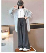 About 188 Pcs High Quality Big Kids Fall Winter Fleece Thickened Wide Leg Pants Stock Clearance - Image 9