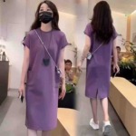 Clearance Bulk Stock: About 200 Pcs High Quality Korean Style Casual Loose Slit Short Sleeve Dresses Size M-XL - Image 9