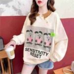 Warehouse Clearance 5.5 CNY Around 270 Pcs High Quality Fall Winter Plus Size Women's Polo Collar Oversized Cotton Casual Sweatshirts - Image 9