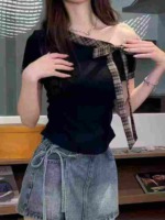 Approx 358 Pcs High Quality Summer French Sweet Off-shoulder Striped Bow Tops, Size M-L, 2 Colors Full Bulk Clearance - Image 8