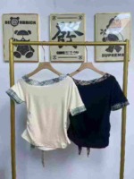 Approx 358 Pcs High Quality Summer French Sweet Off-shoulder Striped Bow Tops, Size M-L, 2 Colors Full Bulk Clearance - Image 6