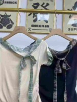 Approx 358 Pcs High Quality Summer French Sweet Off-shoulder Striped Bow Tops, Size M-L, 2 Colors Full Bulk Clearance - Image 5