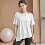 Bulk Stock Wholesale About 300PCS Summer Thin High Stretch Loose Slit Irregular Yoga Short Sleeve T-Shirts - Image 9
