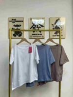 Bulk Stock Wholesale About 300PCS Summer Thin High Stretch Loose Slit Irregular Yoga Short Sleeve T-Shirts - Image 6