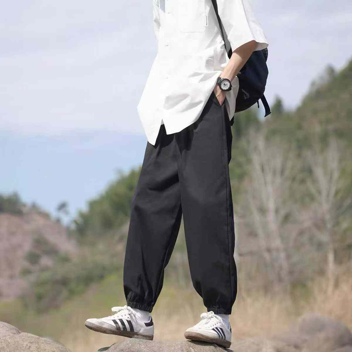 168 Pieces Men's Solid Quick-Dry Cuffed Casual Long Pants, Authentic Individual Pack Wholesale - Image 1