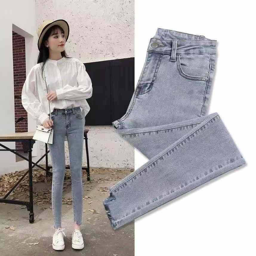 2026 Summer Autumn New Arrival Vintage Irregular High Waist Blue Gray Skinny Long Women's Jeans - 257 Pieces Bulk Stock - Image 1