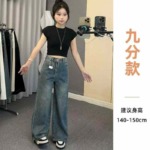 261 Pieces 2026 Spring Vintage High Waisted Loose Cropped Wide Leg Women's Jeans Stock Lot - Image 9