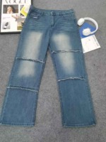 Unisex Vintage Washed Frayed Loose Straight Denim Jeans 465 PCS Bulk Stock Wholesale - Image 4