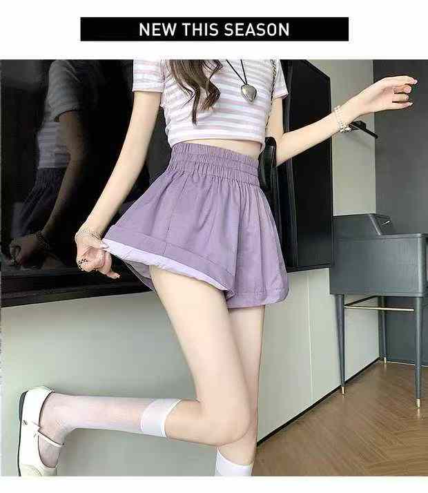 33 PCS Women's 2026 New Style Purple High Waist Washed Cotton Loose Baggy Summer Shorts Bulk Stock - Image 1