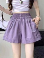 33 PCS Women's 2026 New Style Purple High Waist Washed Cotton Loose Baggy Summer Shorts Bulk Stock - Image 9