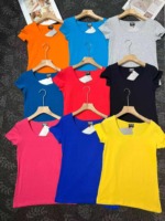 About 2000 Pieces Pure Cotton Plain Solid Crew Neck Short Sleeve Women's T-Shirts Stock Wholesale - Image 8