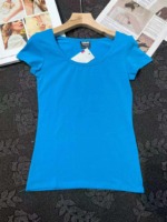 About 2000 Pieces Pure Cotton Plain Solid Crew Neck Short Sleeve Women's T-Shirts Stock Wholesale - Image 5