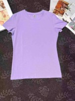 Approx 400 Pieces Women's Solid Cotton Slim Fit Short Sleeve T-Shirts, Brand New With Tags, Clearance Bulk Wholesale - Image 4