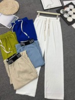 1632 Pieces One Size 2 Colors Ice Silk High Waist Wide Leg Loose Casual Pants Stock Wholesale - Image 5
