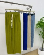 1632 Pieces One Size 2 Colors Ice Silk High Waist Wide Leg Loose Casual Pants Stock Wholesale - Image 3
