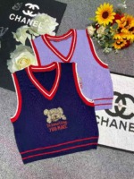 862 Pcs Spring Korean College Style Cartoon Bear Jacquard V-neck Pullover Sweater Vest Bulk Wholesale - Image 9