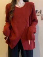 New Spring Original Loose Irregular Crew Neck Pullover Sweater, 376 Pcs Bulk Wholesale Stock Clearance - Image 6