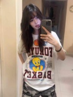 600 Pieces American Retro Street Style 240g Heavyweight Printed Cotton Oversized Short Sleeve T-Shirts Stock Wholesale - Image 5