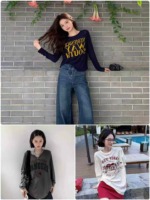 2500pcs Japanese Style Printed Loose Lazy Casual Long Sleeve Base T-Shirts Bulk Wholesale Stock - Image 9