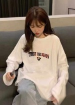 1800 Pcs Clearance Vintage Letter American Style Unisex Loose Long Sleeve Twill T-Shirts - Image 5