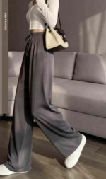 Spring Summer New High Waist Ice Silk Loose Wide Leg Casual Pants, Approx 480 Pieces Bulk Stock Wholesale - Image 6