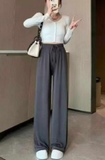 Spring Summer New High Waist Ice Silk Loose Wide Leg Casual Pants, Approx 480 Pieces Bulk Stock Wholesale - Image 3