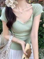 Summer New French Style Stretchy Slim Fit Women's Knit Tops, About 400PCS, Bulk Wholesale Stock Clearance - Image 3