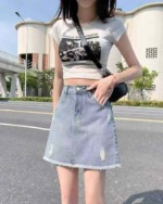 Summer New Arrival Brand Original Washed Cotton Vintage Denim Skirts | 570 Pieces Bulk Stock Wholesale - Image 7