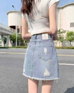 Summer New Arrival Brand Original Washed Cotton Vintage Denim Skirts | 570 Pieces Bulk Stock Wholesale - Image 4