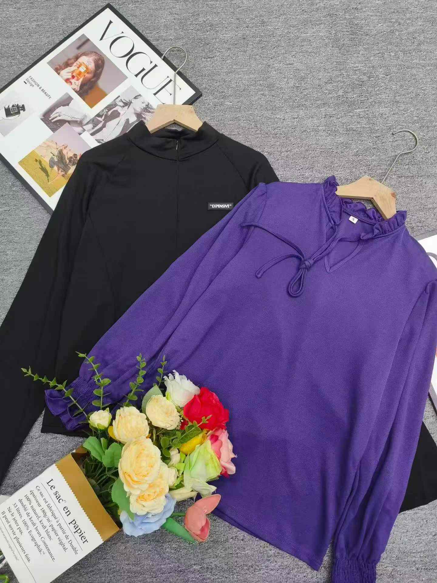 89 Pieces Women's Lazy Style Spring Long Sleeve Base Tops Clearance Wholesale Stock - Image 2