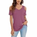 52 Pieces Sexy Loose Off-shoulder Asymmetrical T-Shirts Stock Clearance Wholesale - Image 8