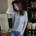 52 Pieces Sexy Loose Off-shoulder Asymmetrical T-Shirts Stock Clearance Wholesale - Image 6