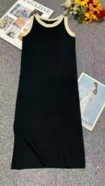 New Summer Korean Style Color Block Ice Silk Knit Sleeveless Dress 128 Pieces Bulk Stock Clearance Wholesale - Image 1