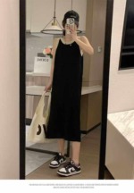 New Summer Korean Style Color Block Ice Silk Knit Sleeveless Dress 128 Pieces Bulk Stock Clearance Wholesale - Image 8