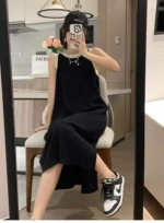 New Summer Korean Style Color Block Ice Silk Knit Sleeveless Dress 128 Pieces Bulk Stock Clearance Wholesale - Image 6