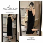 New Summer Korean Style Color Block Ice Silk Knit Sleeveless Dress 128 Pieces Bulk Stock Clearance Wholesale - Image 2