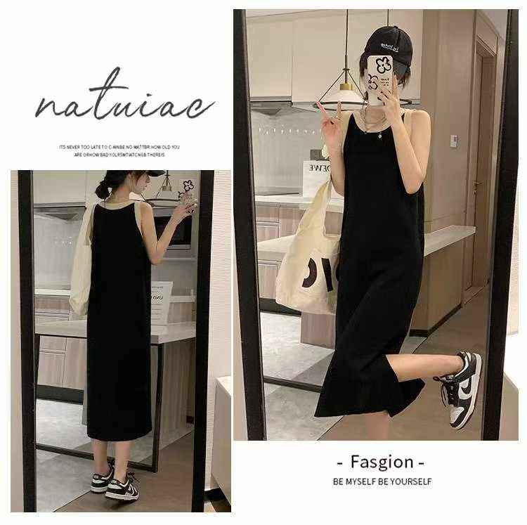 New Summer Korean Style Color Block Ice Silk Knit Sleeveless Dress 128 Pieces Bulk Stock Clearance Wholesale - Image 2