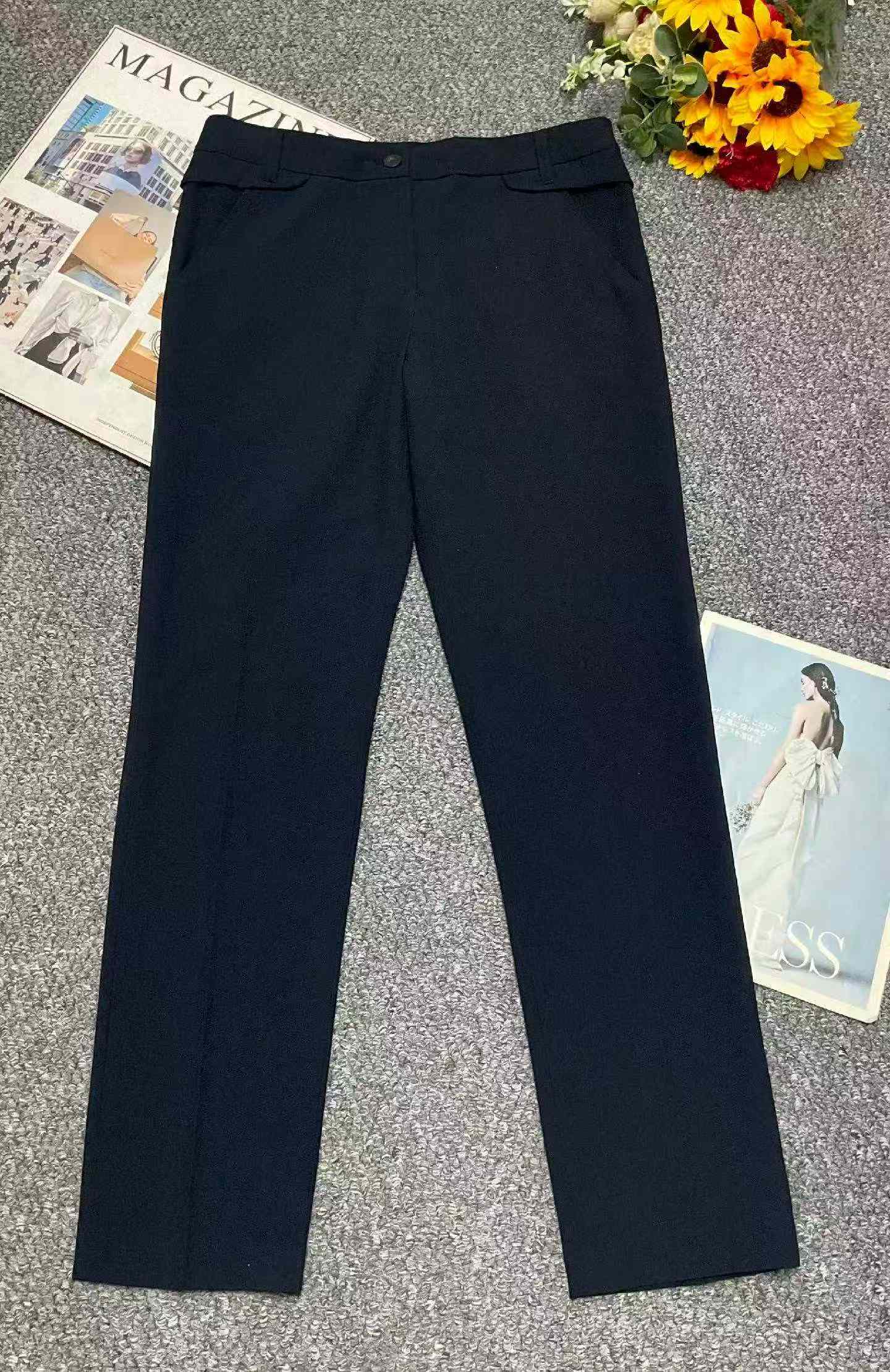 Spring New Arrival High Waist Navy Straight Business Casual Suit Pants Sizes 26-30, 1430 Pcs Bulk Wholesale Stock Lot - Image 1