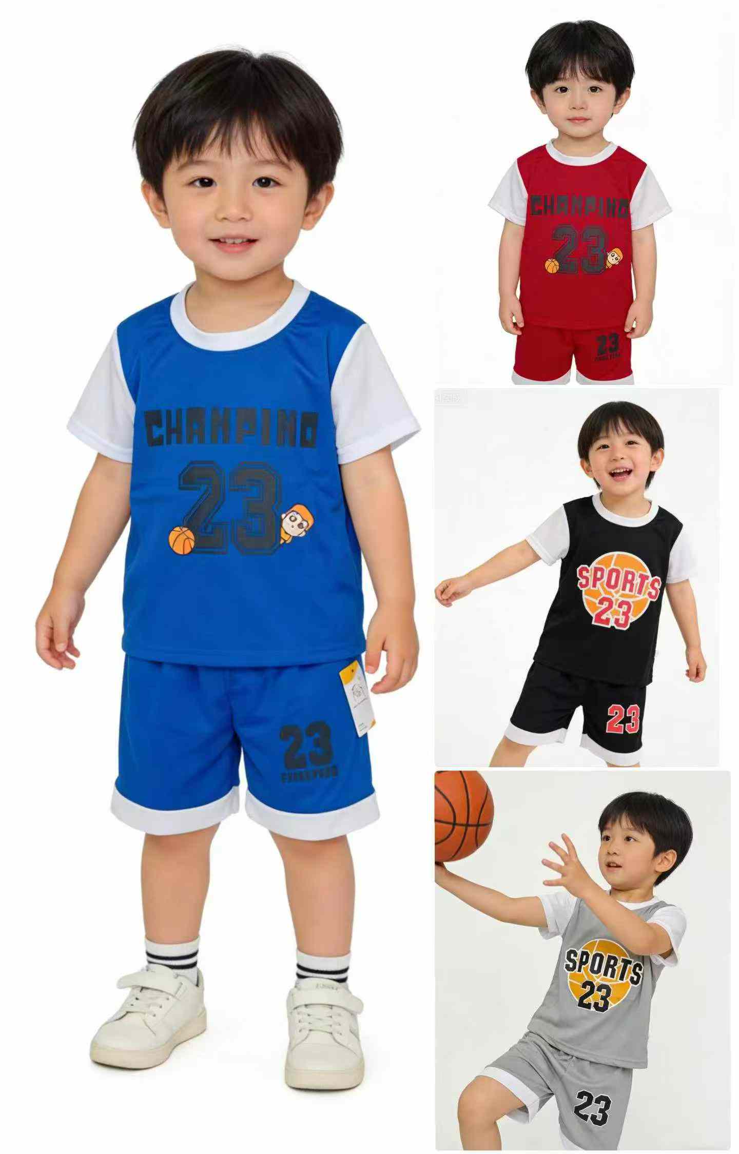 Wholesale 10000 Sets Stock Lot Trendy Casual Kids Breathable Basketball Sports Jersey Sets Size 80-130 - Image 1
