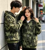Spring New Unisex Loose Washed Cotton Camo Hooded Cardigan Jacket 80 Pieces Bulk Stock Clearance - Image 8