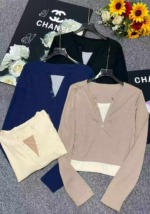 New Spring Korean Style Fake Two-piece V-neck Slim Long Sleeve Tops, 440 Pcs, Bulk Stock Clearance Wholesale - Image 9