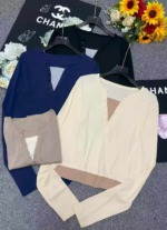 New Spring Korean Style Fake Two-piece V-neck Slim Long Sleeve Tops, 440 Pcs, Bulk Stock Clearance Wholesale - Image 8