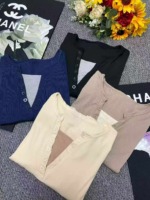 New Spring Korean Style Fake Two-piece V-neck Slim Long Sleeve Tops, 440 Pcs, Bulk Stock Clearance Wholesale - Image 3