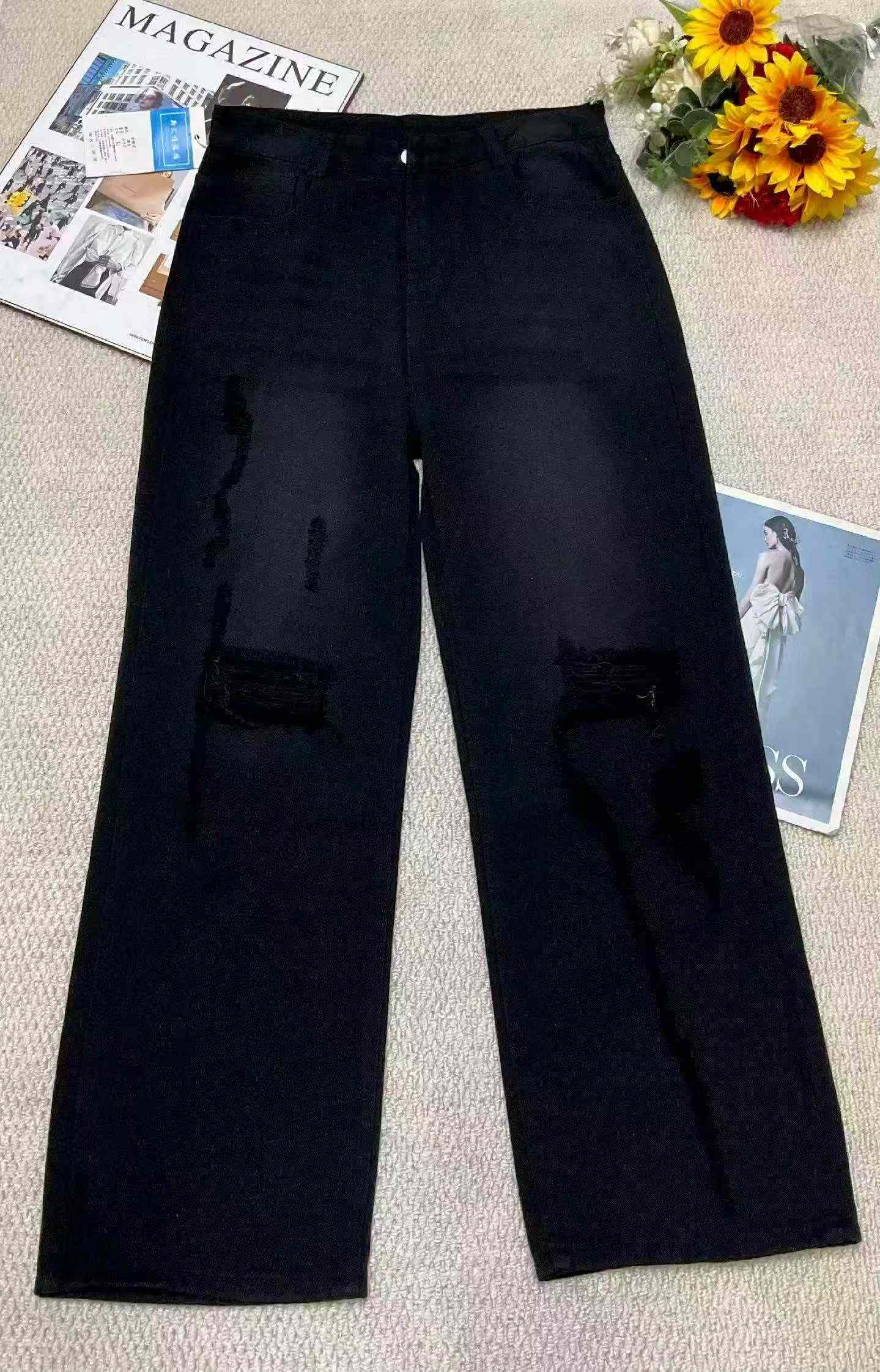 1200 Pcs Spring Summer High Quality Unisex American Vibe High Street Retro Loose Wide Leg Jeans Wholesale Stock - Image 1