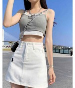 85 Pcs Summer Vintage Designed White Denim Mini Skirts Wholesale Stock Lot - Image 3